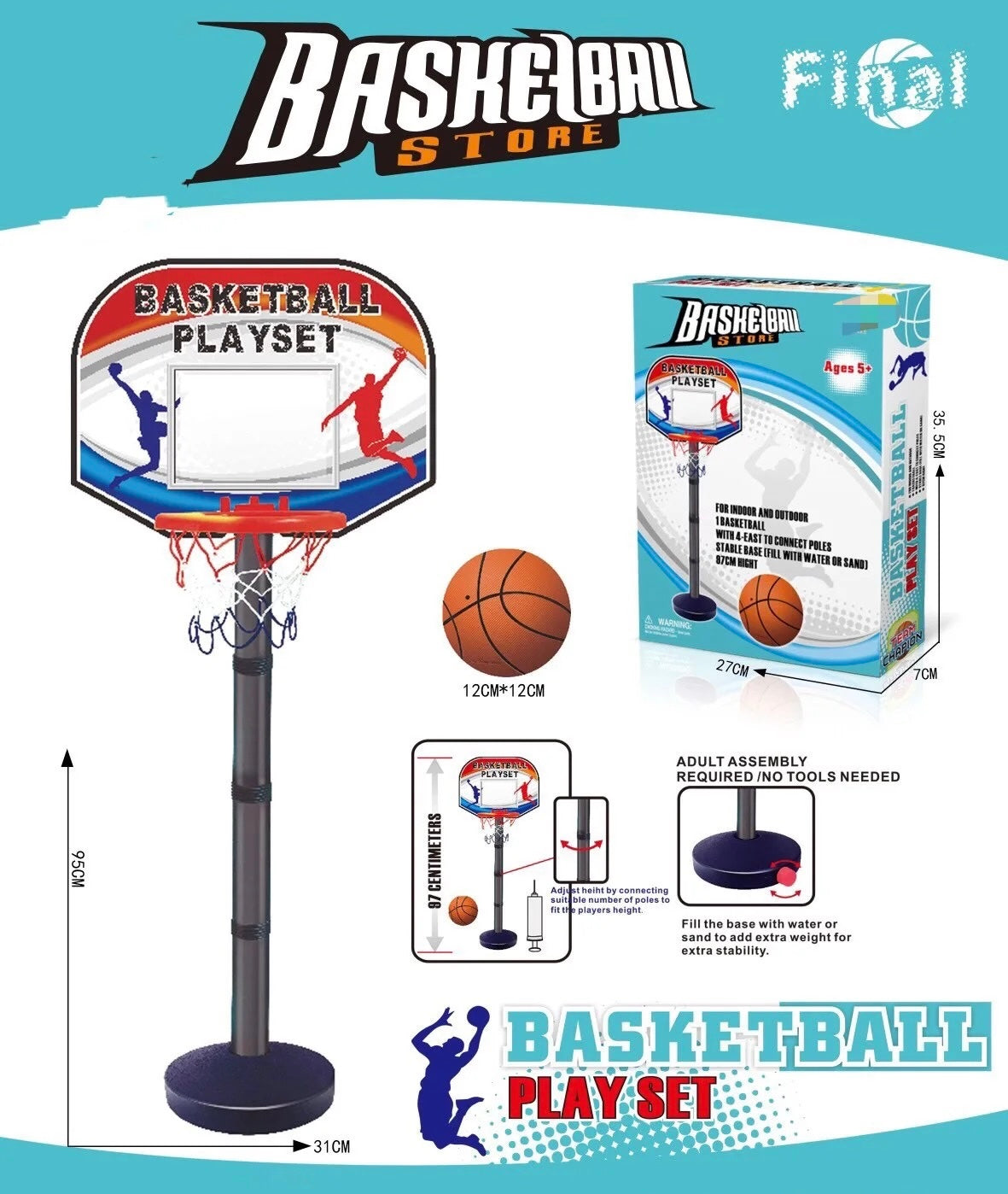 A1107 - KOSH BASKETBOLLI DHE TOP PËR FËMIJË